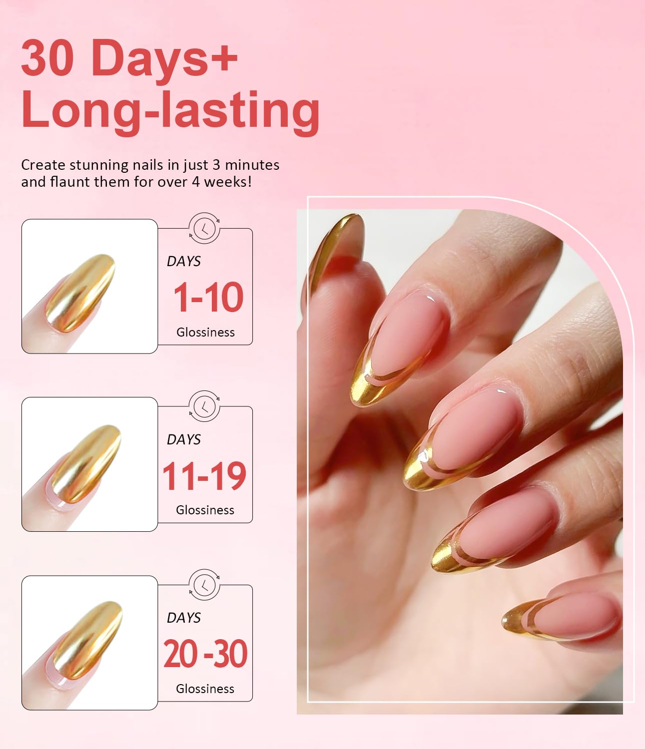 Gold Chrome Nail Powder BISHENGYF -【Magic Mirror Effect】 Pearl Chrome Nail Powder Aurora Mermaid Iridescent White Roas Gold Nail Chrome Powder Pigment Glitter Dust for Manicure Decroation DIY