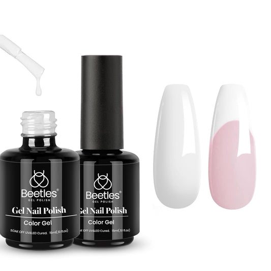 Beetles White Gel Nail Polish - 2Pcs 15ML White Color Gel Polish Soak Off UV Light Cure for French Nail Manicure Salon DIY Gift for Women | alldaygood beauty