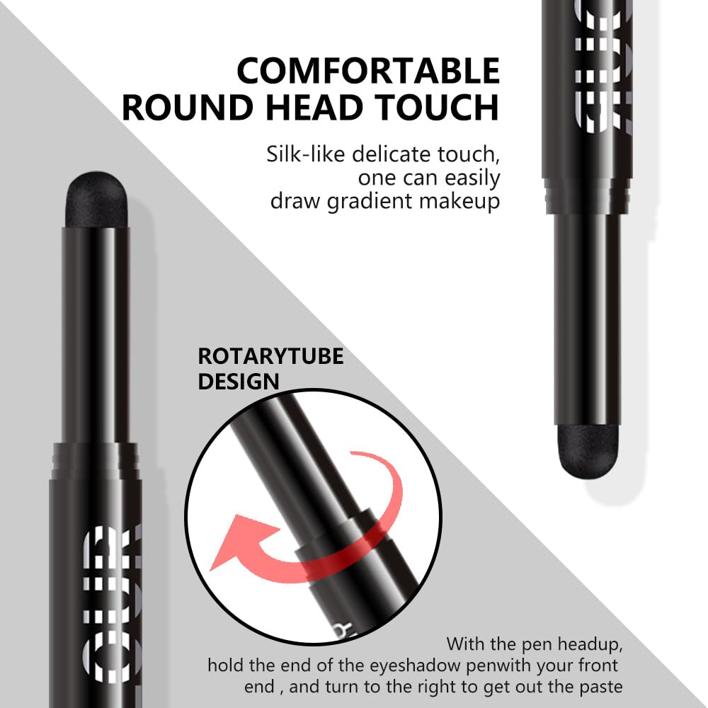 Black Shimmer Cream Eye Shadow Stick Makeup for Women, Black Shimmer Matte Eye Shadow Brightener Stick for Eyes, Long-lasting Waterproof Eyeshadow Pencil Applicator Blendable for Eye Highlight 17