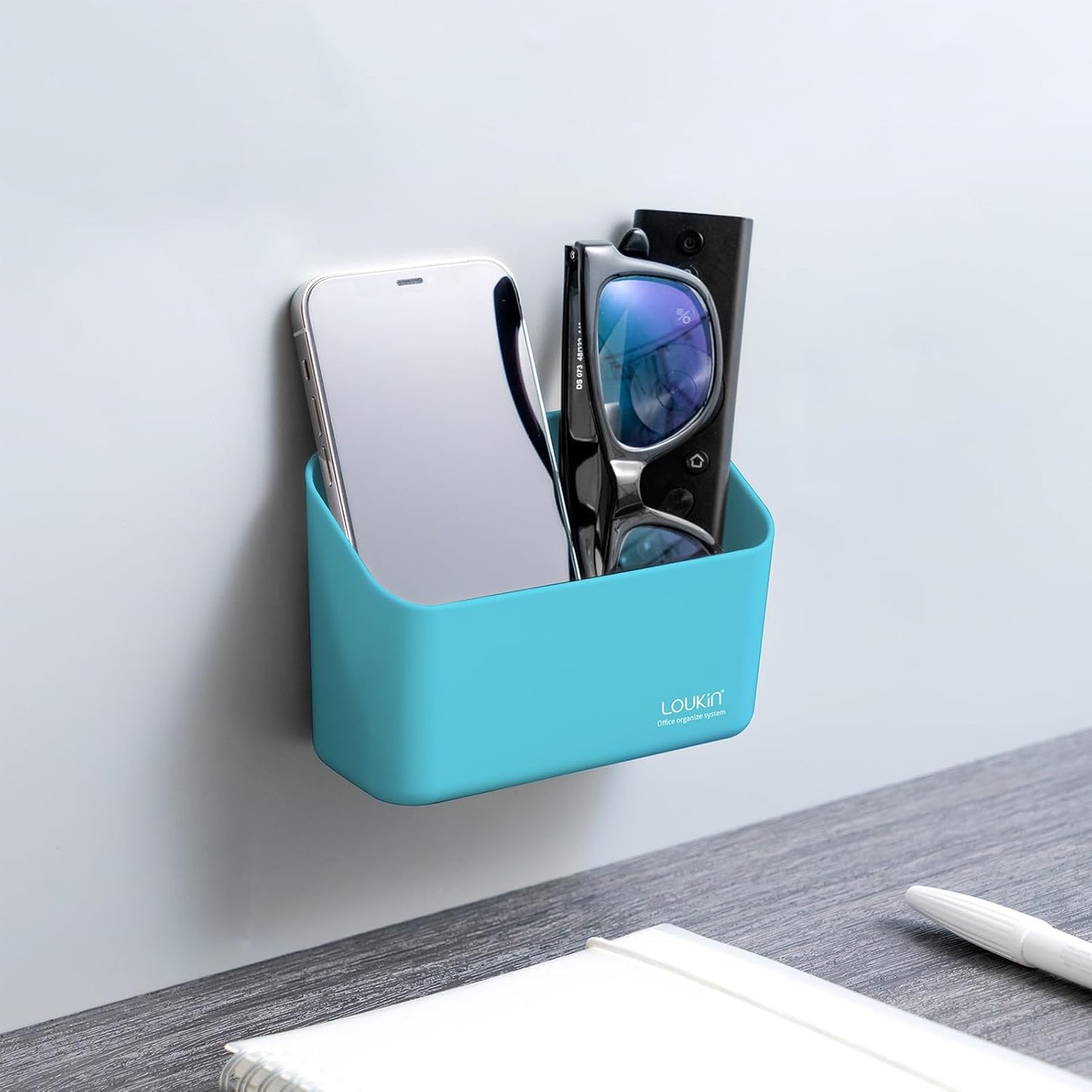 loukin Magnetic Marker & Remote Control Organizer, Dry Erase Marker Holder, Magnetic Storage for Whiteboard or Refrigerators (Sky Blue)