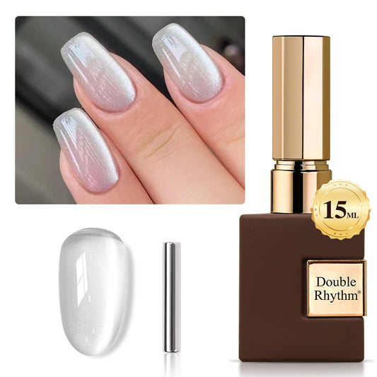 Double Rhythm 0.5 OZ Cat Eye Gel Polish with Magnet 15ML Holographic Glitter Shimmer Translucent Jelly Color Magnetic Nail Polish Salon DIY at Home (MC1031) | alldaygood beauty