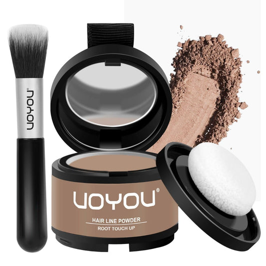 Root Touch Up Powder Instantly Conceals Hair Loss, Gray Root Cover Up Powder, Water & Sweat Resistant Hair Powder for Thinning Hair Men & Women, Includes Brush (Light Brown, 4g Bottle with Brush)