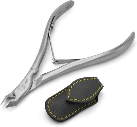 GERMANIKURE Tapered Professional Cuticle Trimmer - 1/2 Half Jaw Nipper - Ethically Made in Germany - FINOX Stainless Steel Sharp Cuticle Remover in Leather Case – Manicure Tool, r155, 5mm | alldaygood beauty