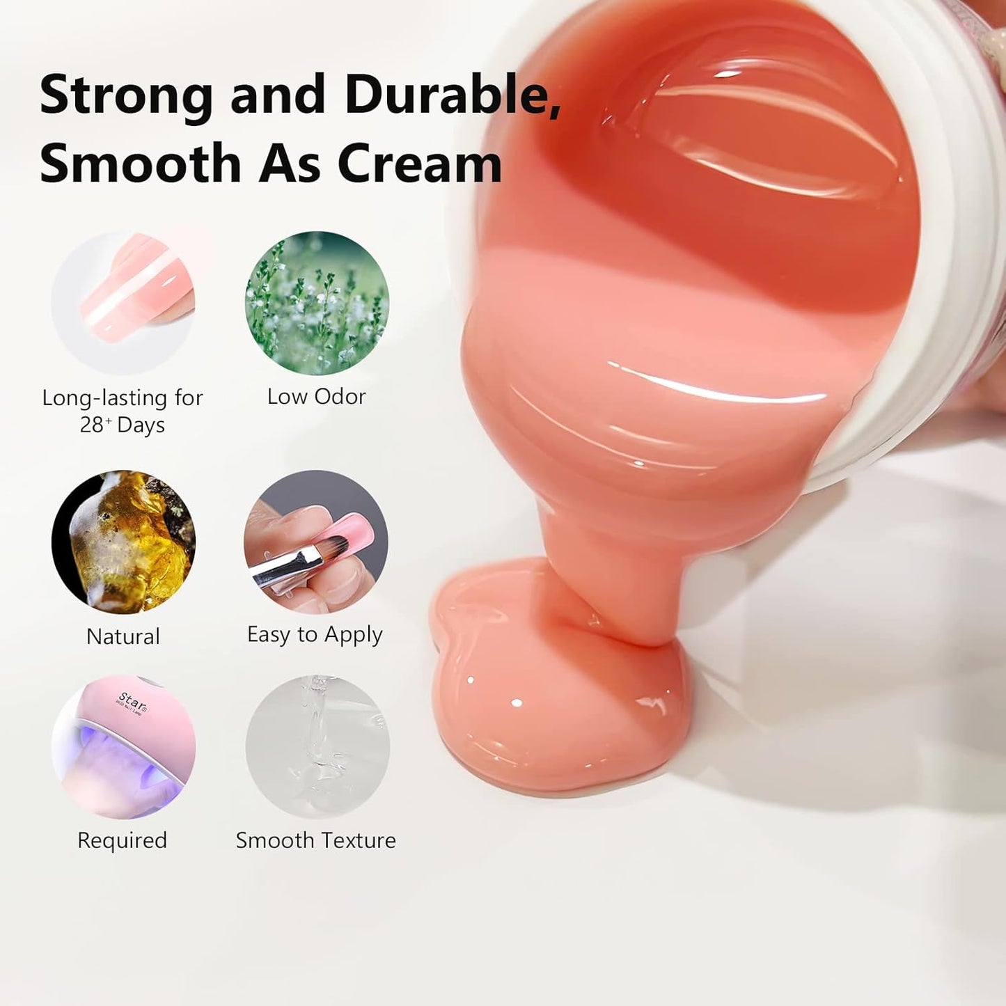 X&D Gel Nail Polish Kit UV Polygel Quick Dry 56g Natural Clear Color Nail Extension with Nail Form, Acrylic Nail Sable Brush with Cap Set(Pink)