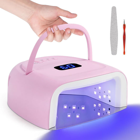 Rechargeable LED Nail Lamp 60W Portable Wireless Nail Dryer UV Gel Polish Light with LCD Display, Auto Sensor and 4 Timer Settings, Professional Curing Lamp with 42 LED Beads for Salon | alldaygood beauty