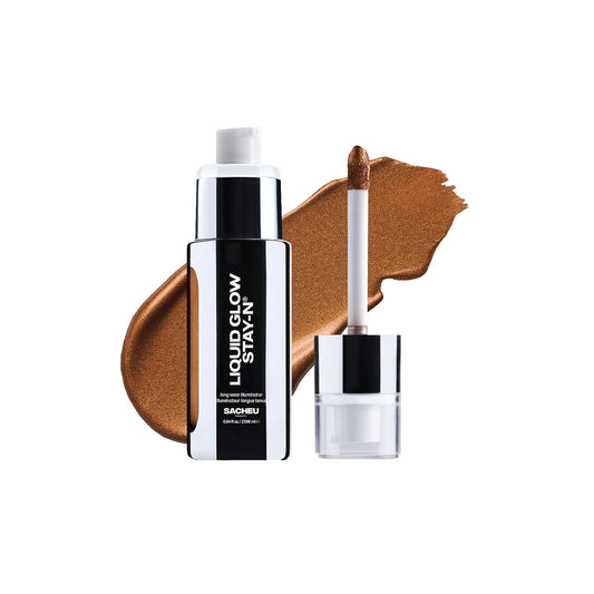 Sacheu Liquid Glow STAY-N Liquid Highlighter & Illuminator Makeup — 30ml Long Lasting Luminous Glow Lightweight Dewy Finish, Toasty Glaze | alldaygood beauty