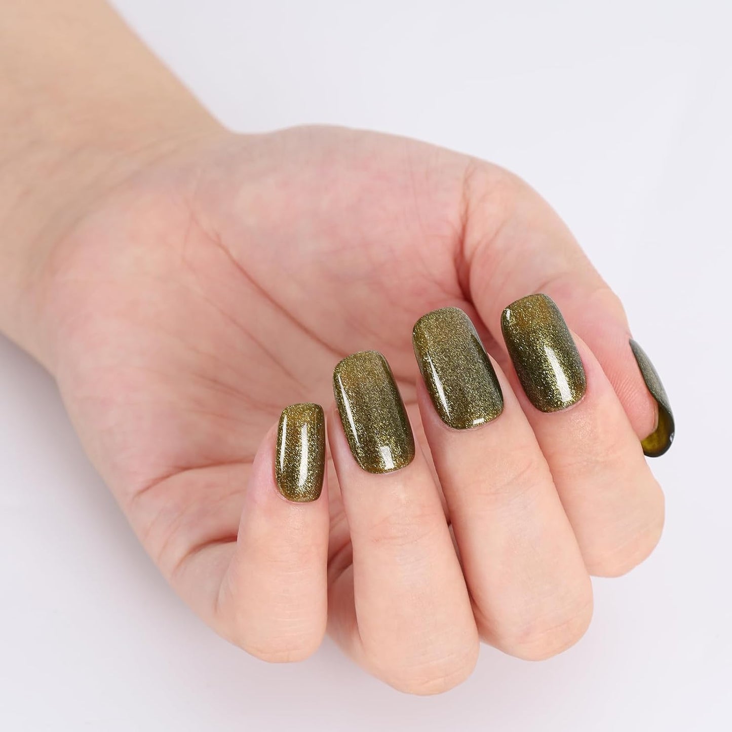 Olive Green Color Glitter Gel Nail Polish,15ml UV/LED Soak Off Sparkly Shimmer Green Gel Polish for Manicure Salon or DIY Nail Art at Home,All Seasion Color Gel - GP0114