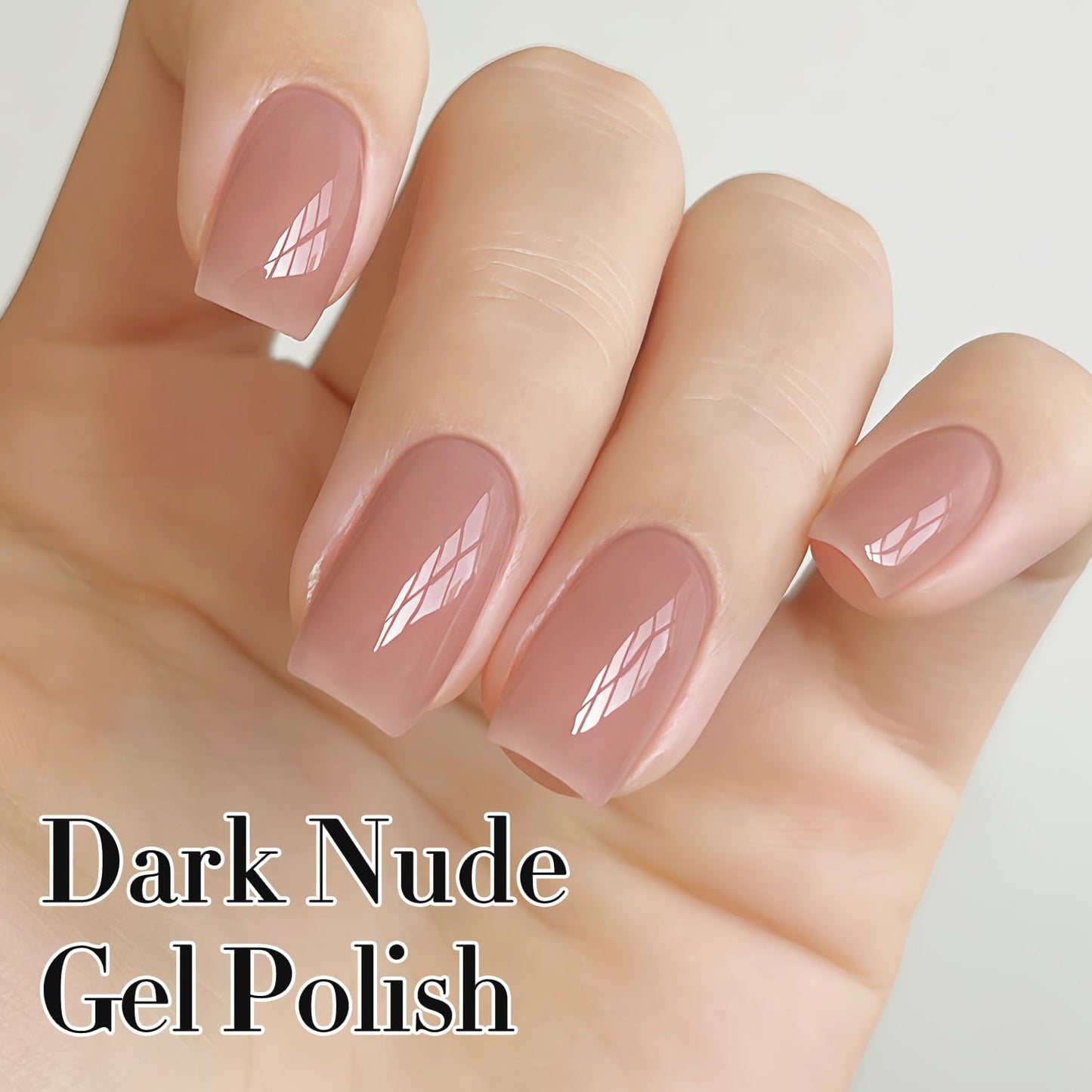 Double Rhythm Translucent Gel Polish Sheer Neutral Natural Light Milky Same Color Same Bottle 15ML Jelly UV Polish Nail Art DIY at Home (Dark Nude-A1493)
