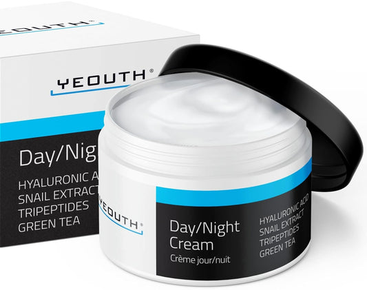 YEOUTH Day Night Face Moisturizer with Hyaluronic Acid, Snail Mucin Cream and Copper Tripeptide, Hydrating Fragrance Free Moisturizer, Face Cream for Women and Men 4oz