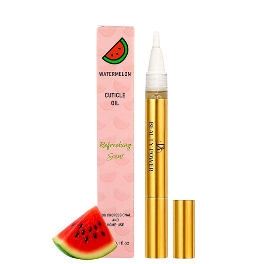 Nail Oil Cuticle Pen - Watermelon - Nail Strengthener & Growth Serum with Vitamin A, D, E, B5, Grapeseed & Natural Oils - Repair for Brittle, Peeling, Thin Nails - Twist Brush Pen | alldaygood beauty
