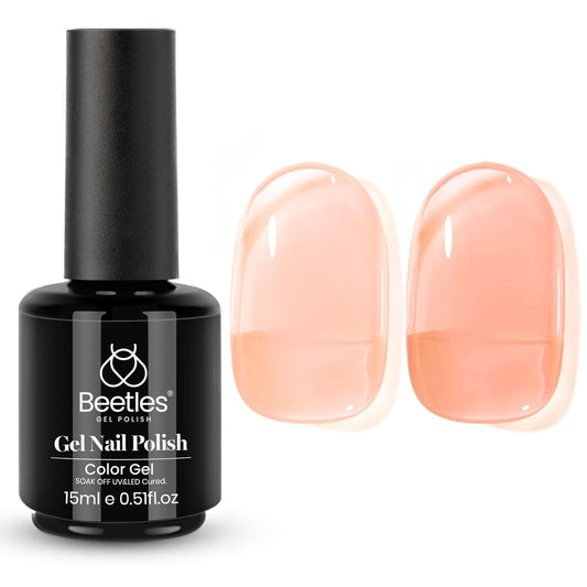 Beetles Nude Gel Nail Polish - Sunlit Orchard Jelly Gel Polish, 15ML Clear Peach Color Nail Concealer Neutral Nail Polish Sheer Translucent Effect Soak Off UV French Nail Art Manicure Gift for Women | alldaygood beauty