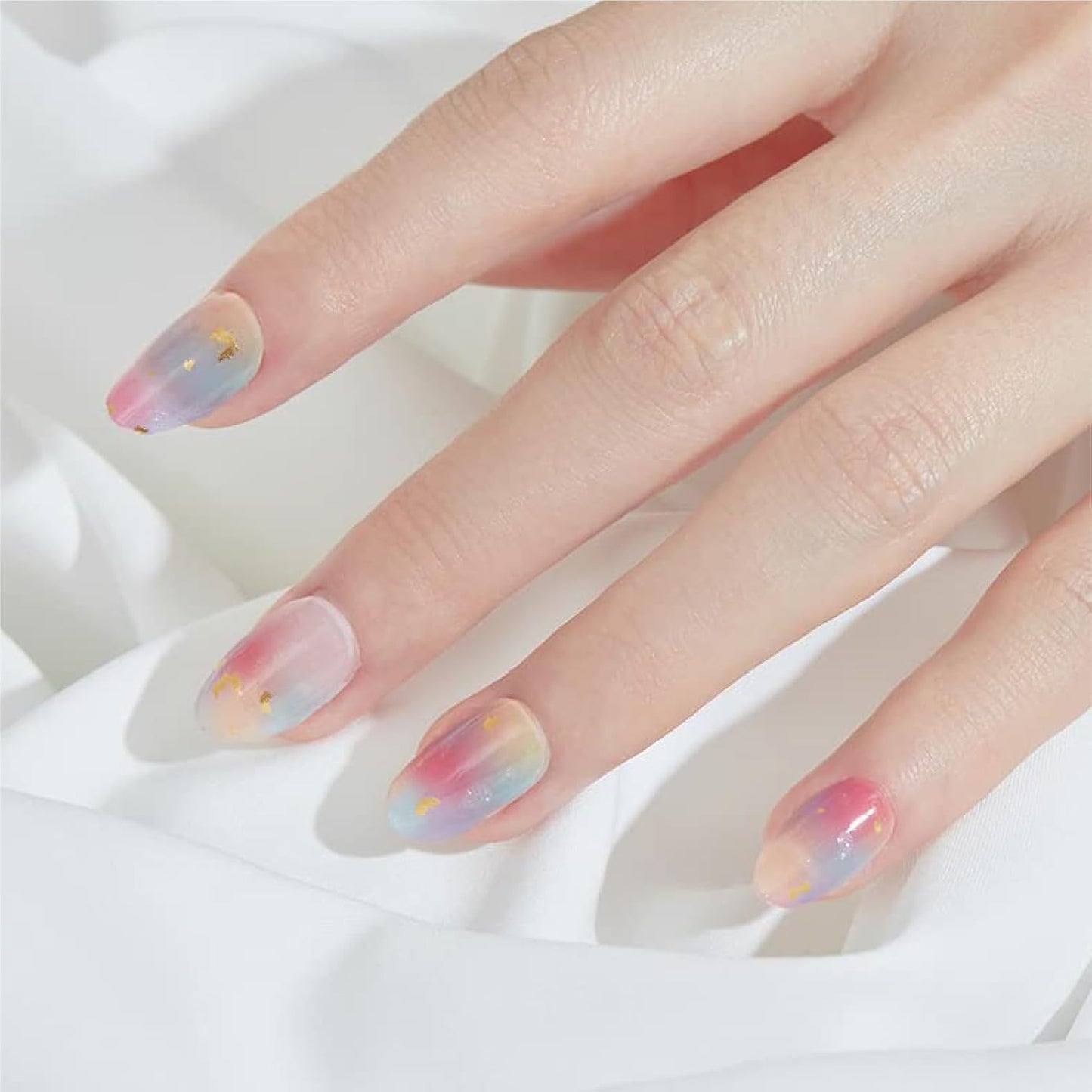 Semi Cured Gel Nail Strips, 20pcs, Multicolor Bubble Nail Wraps, Waterproof, 2 Weeks Long Lasting