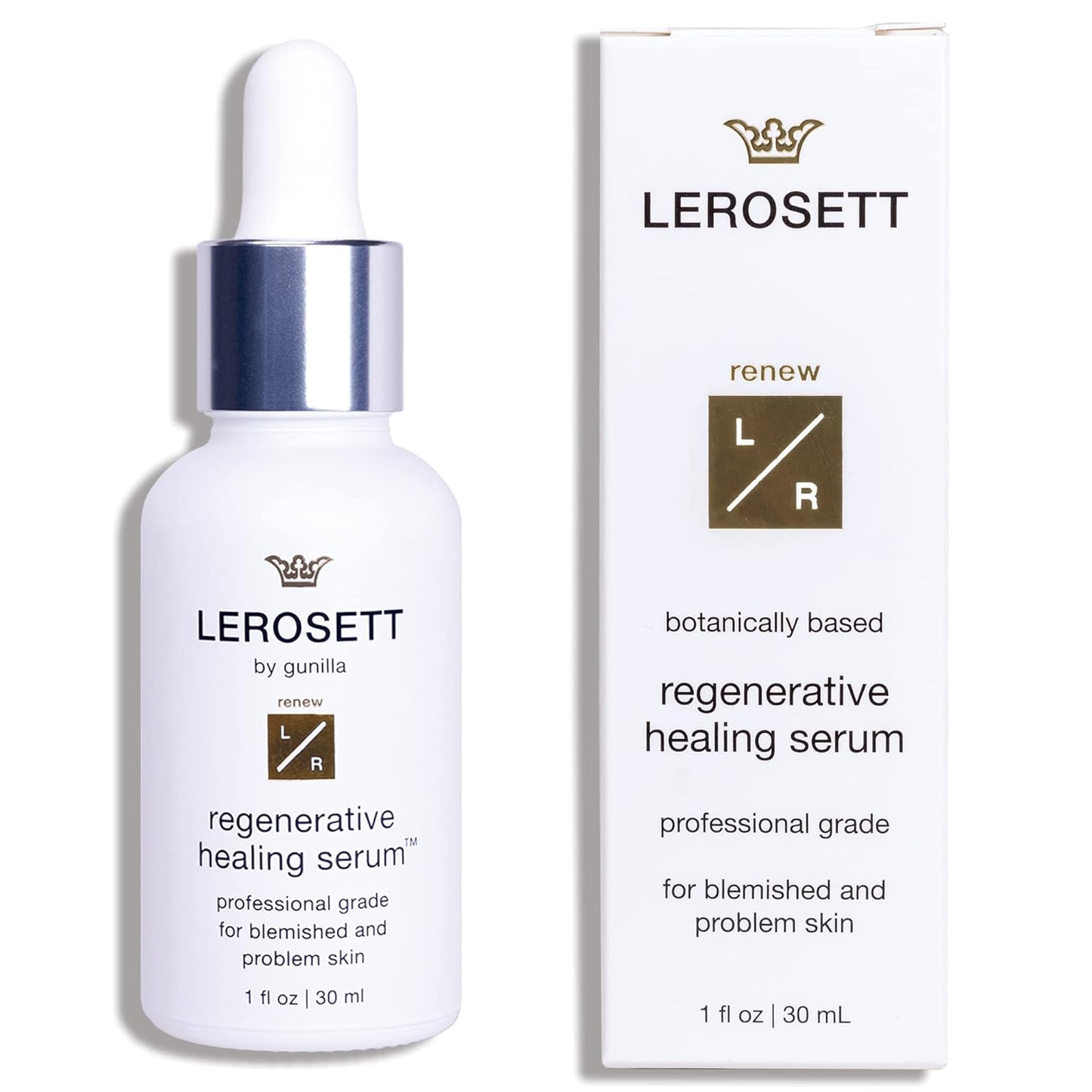 LEROSETT Serum for Acne Scarring Healing, Pimples, Redness, Breakouts, Blemishes, Hydrate & Soothes Irritated Skin, Natural Serum. Spa-Grade, Plant Based, Concentrated - 1 oz