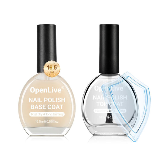 Base and Top Coat Nail Polish Quick Dry,16.5ml Large capacity Basic Nail Polish Set Air Dry Fast, High-Glossy Shiny, No U V Light Needed for Women Salon DIY Nail Art | alldaygood beauty