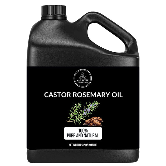 Naturevibe Botanicals Castor Rosemary Oil 32 Ounces | 100% Pure and Natural | Great for Skin Care and Hair Care | alldaygood beauty
