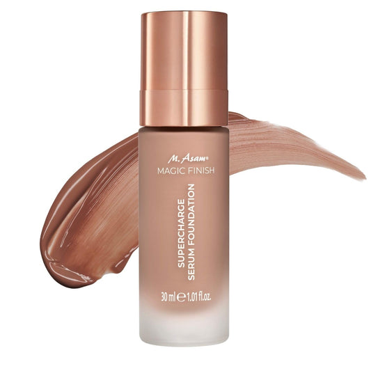 M. Asam MAGIC FINISH Supercharge Serum Foundation Deep Almond (1.01 Fl Oz) - Moisturizing Make Up & Firming Face Serum In One, Anti-aging CC Cream With Optimal Coverage & Hyaluronic Acid | alldaygood beauty