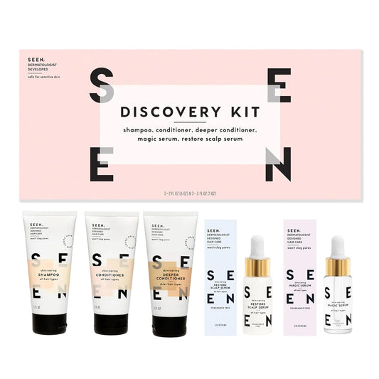 SEEN Discovery Kit - Scented- Non-Comedogenic & Sulfate-Free Hair Set- Dermatologist-Developed - Safe for Sensitive & Acne Prone Skin