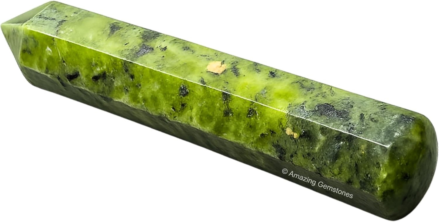 Amazing Gemstone Green Jade Crystal Wand Massage Stick - Pelvic Wand Gua Sha for Adults - Crystals and Healing Stones Massage Wands for Adults Gifts (Pointed)
