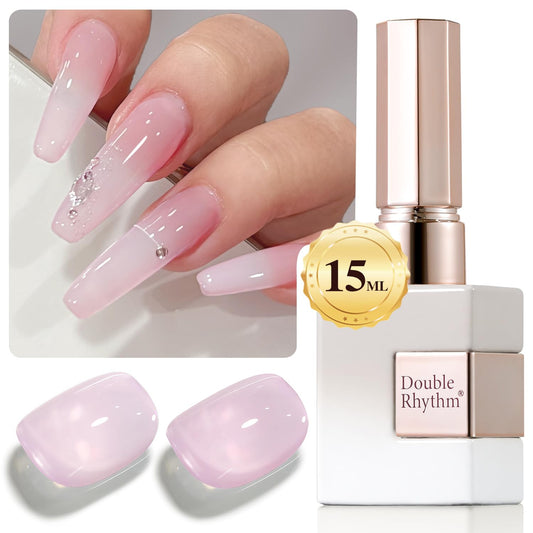 Double Rhythm Translucent Gel Polish Sheer Neutral Natural Light Milky Same Color Same Bottle 15ML Jelly Nail Polish Nail Art DIY at Home (Pink Purple-A1314) | alldaygood beauty