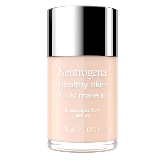 Neutrogena Healthy Skin Liquid Foundation Makeup with Broad Spectrum SPF 20 Sunscreen, Lightweight, Medium Coverage Makeup with Sunscreen and Pro-Vitamin B5, Natural Ivory 20, 1 fl. oz | alldaygood beauty
