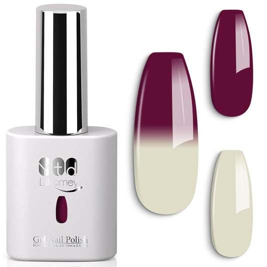 YTD Likomey Color Changing Gel Nail Polish,15ml Green to Grape Purple Mood Temperature Change Colors UV Nail Gel,Fall Winter Thermal Ombre Salon Manicure Nails Varnish,WB427 | alldaygood beauty