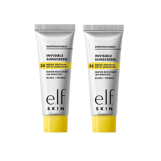 e.l.f. SKIN Suntouchable Invisible SPF 35 Mini, Lightweight, Gel-based Sunscreen For A Smooth Complexion, Doubles As A Makeup Primer, Vegan & Cruelty-Free (Pack of 2) | alldaygood beauty