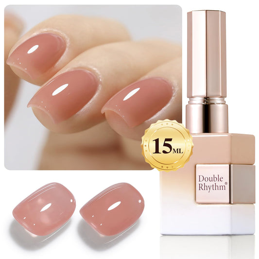 Double Rhythm 0.5Oz Translucent Gel Polish Sheer Neutral Natural Light Milky Same Color Same Bottle 15ML Jelly Nail Art DIY at Home (Skin Nude-A1370) | alldaygood beauty