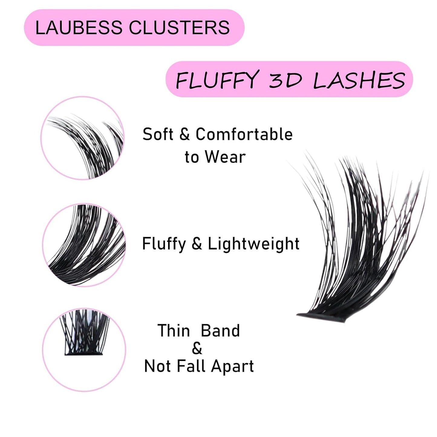 Lash Clusters LAUBESS Individual Lashes Waterproof Eyelash Clusters Mixed Tray Cluster Eyelash Extensions Soft Cluster Lashes for Beginners(60D/80D-0.07D-8-18(3D)