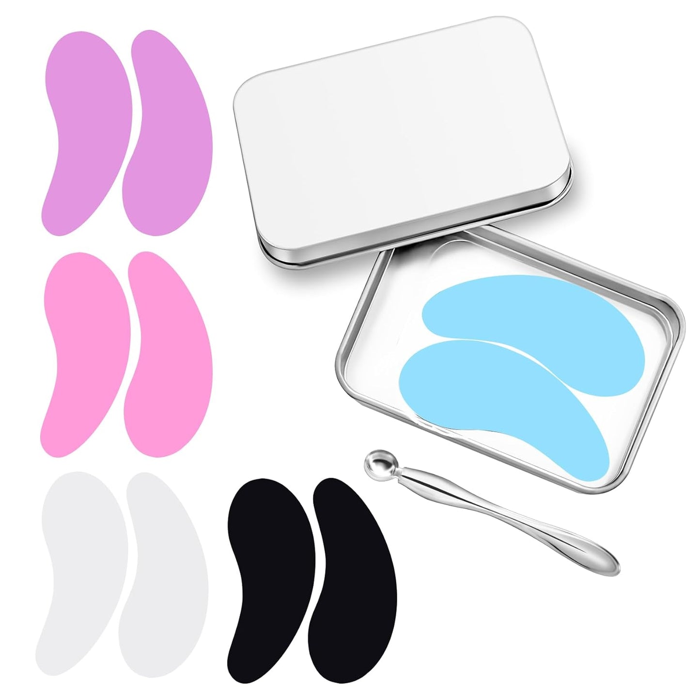 10 Pairs Under Eye Patches, Silicone Reusable Eye Patches, Under Eye Mask for Reduce Eye Wrinkle and Fine Lines Skin Care- Eye Cream Applicator and Tin Case