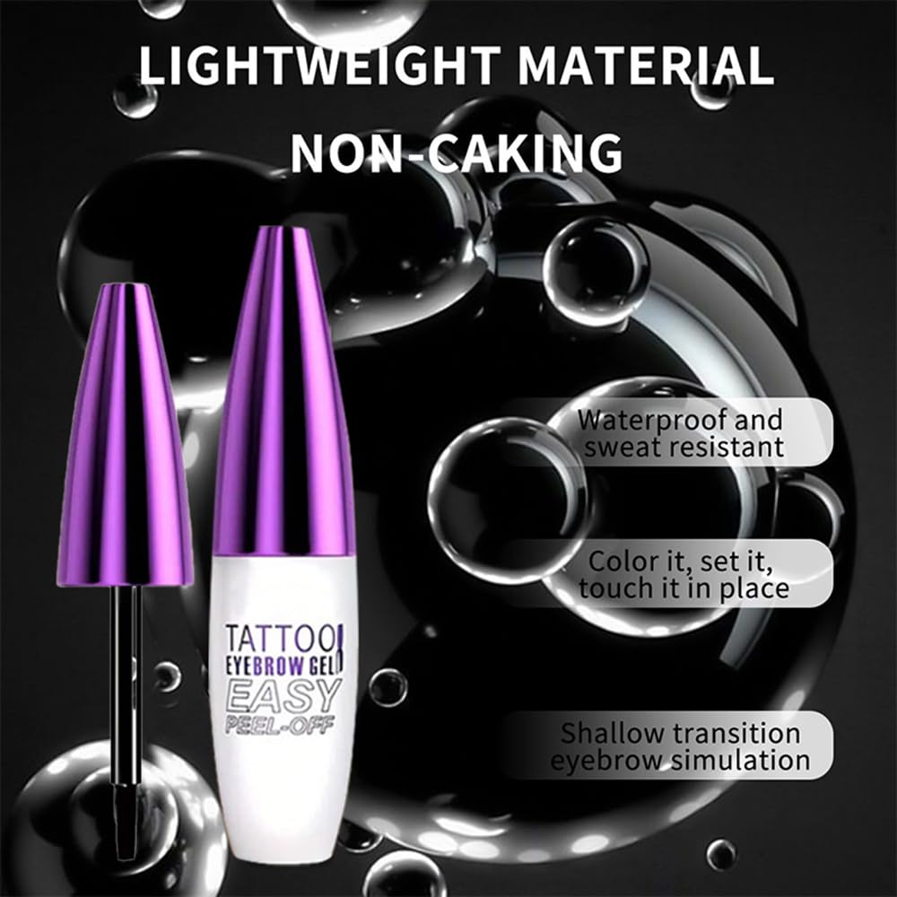 Peel Off Tattoo Brow Tint Gel - 2pcs Brown Eyebrow Kit, Waterproof, Transfer-Proof & Sweatproof, Quick Peel Formula for Natural Fuller Brows, Mother’s Day Gifts for Women All Skin Types