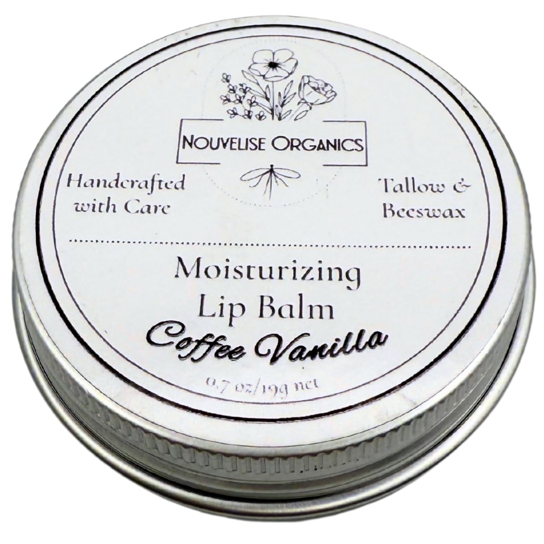 Tallow Lip Balm | 100% Organic Tallow, Organic Beeswax, Jojoba, and Shea Butter | Moisturizing Lip Care for Dry, Chapped Lips | Handcrafted in USA - Coffee Vanilla