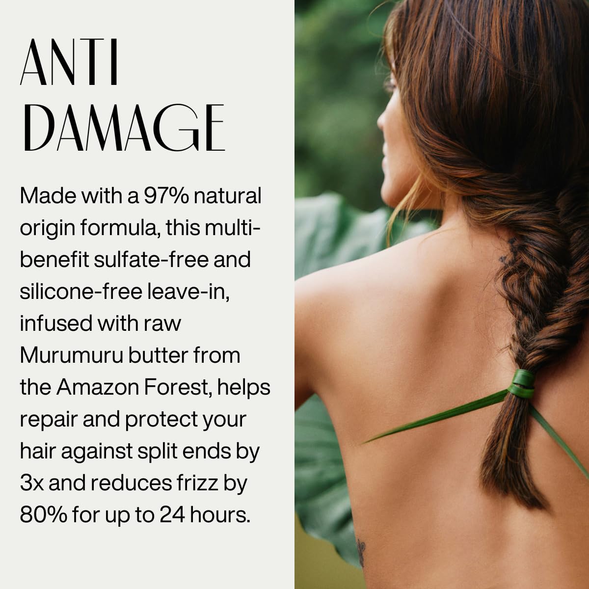 natura Ekos Murumuru Anti-Damage Leave-In 5 fl oz (150ml) - Reconstructs Hair Fiber, Reduces Frizz, Detangles, and Repairs Split Ends, Vegan, Not Tested On Animals, Unisex, For Frizzy Hair