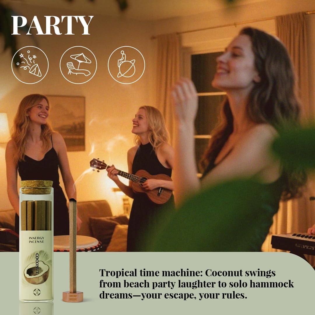 Refresh & Relax - Innergy Coconut Incense Sticks, Natural Tropical Summer Vacation Incense