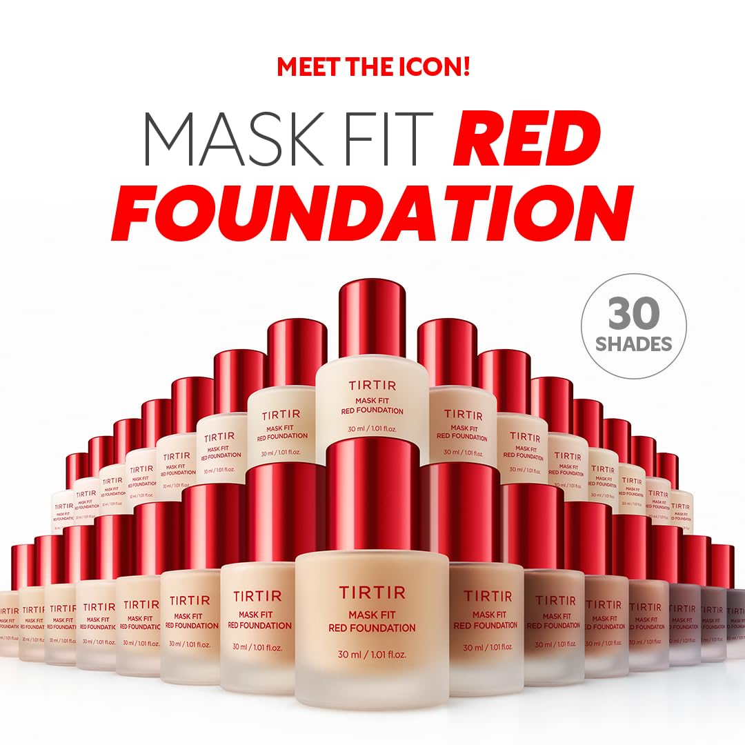 TIRTIR Mask Fit Red FoundationㅣLong Lasting Flawless Coverage, Energy Essence, Lightweight, Hydrating, Pore-Blurring, Breathable Satin Finish, Makeup, Radiant Skin, #11C Cool Rosy, 1.01 Fl Oz