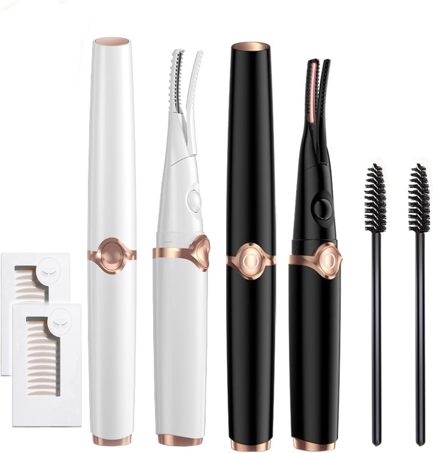 Electric Eyelash Curlers, 2025 New Heated Eyelash Curler, Eyelash Curler for Women, with 8s Fast Heating, 3 Adjustable Temperatures, USB Rechargeable for Long-Lasting Curls (2Pcs Black+White)