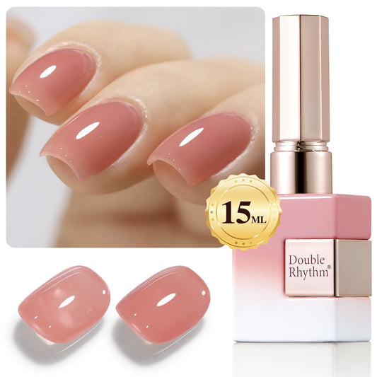 Double Rhythm Gel Polish Translucent Sheer Neutral Natural Light Milky Same Color Same Bottle 15ML Jelly Polish Art DIY at Home (Baby Nude Pink-A1321) | alldaygood beauty