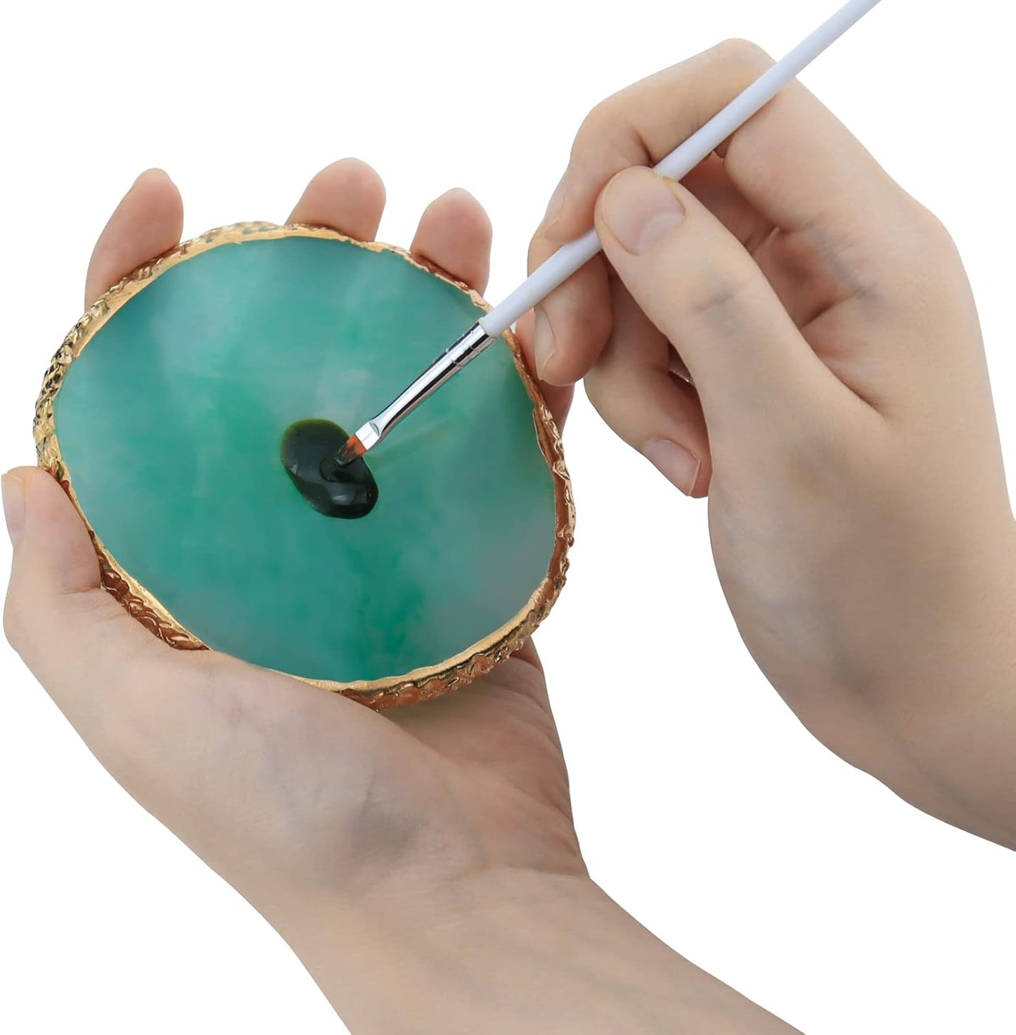 Nail Art Mixing Palette Resin Plate Tray for Mixed Paint Drawing Color Display(Green)