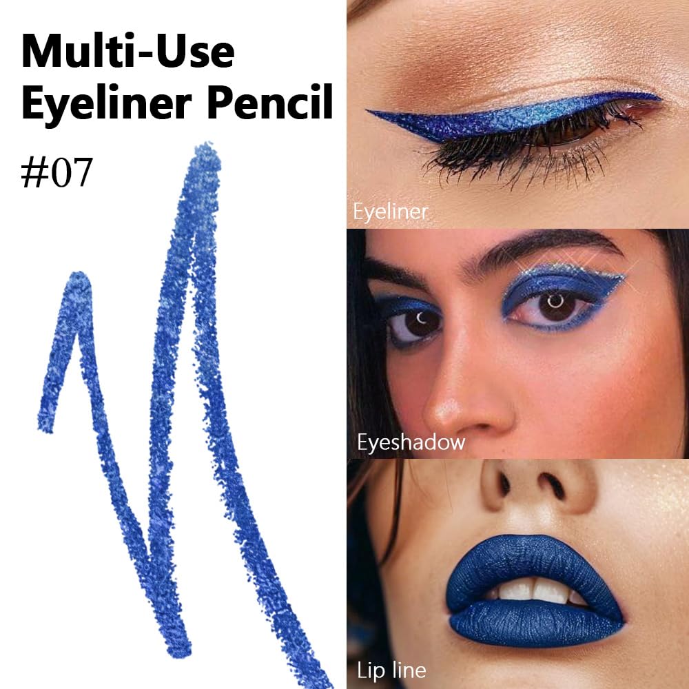 Kaely Gel Eyeliner Pencil for Women, Pearl Blue Eye Liner Waterproof Smudge Proof with Sharpener, Waterline Eye Makeup Liners, delineador de ojos contra el agua, Vegan & Cruelty-Free, 07