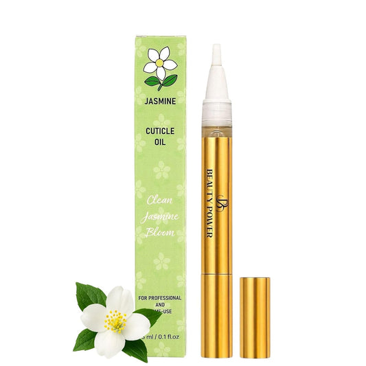 Nail Oil Cuticle Pen - Jasmine - Nail Strengthener & Growth Serum with Vitamin A, D, E, B5, Grapeseed & Natural Oils - Repair for Brittle, Peeling, Thin Nails - Twist Brush Pen | alldaygood beauty