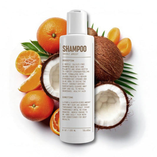 Blu Atlas Men's Natural Shampoo – Organic, Sulfate-Free, Paraben-Free – Deep Cleansing & Hydrating – Coconut Apricot Scent – Made in America – 8 oz | alldaygood beauty