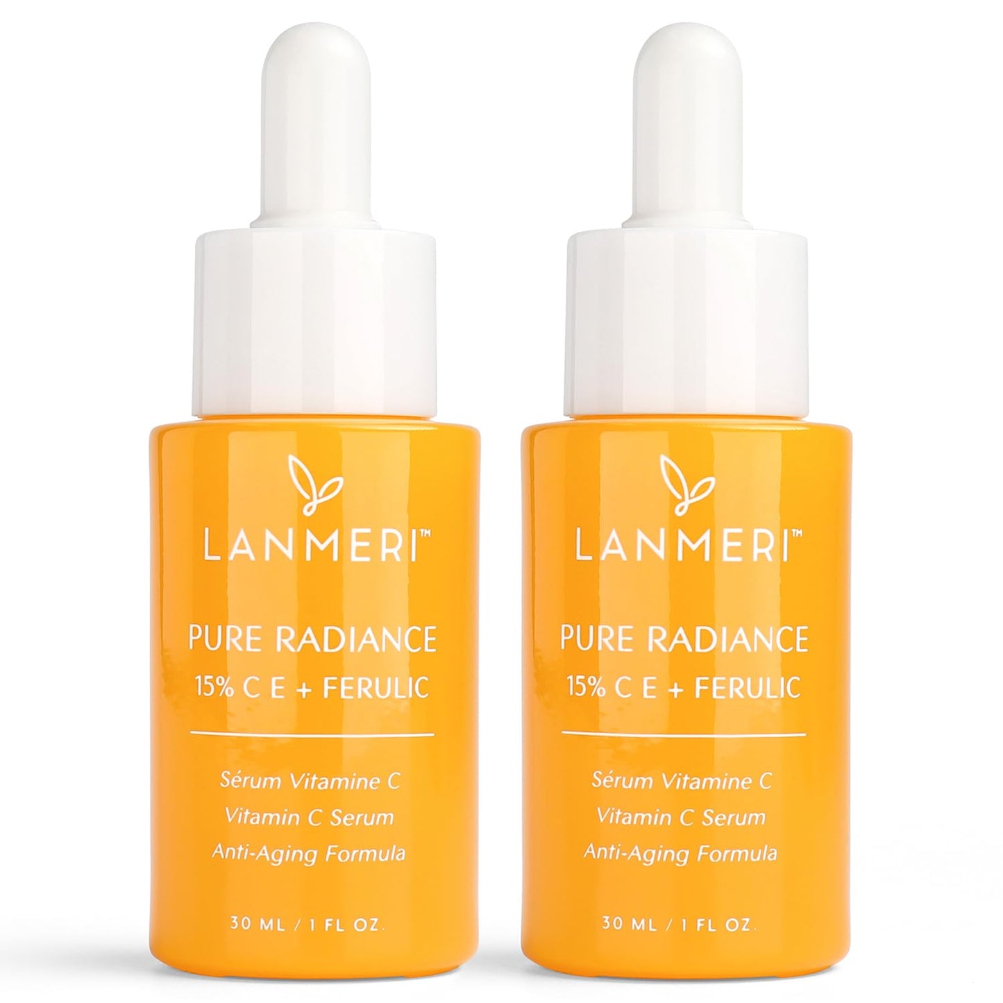 Vitamin C Face Serum 2pack- CE Ferulic Facial Serum with 15% Pure L-Ascorbic Acid, Ferulic Acid, Vitamin E, & Hyaluronic Acid - Anti Aging, Anti Wrinkle Skin Brightening Dark Spot Corrector