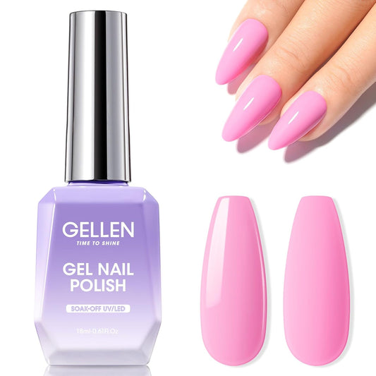 Gellen Pink Gel Nail Polish, 18ML 1Pc Pink Purple Gel Polish Soak off UV LED Nail Lamp Pink Nail Polish for Spring Summer Salon DIY Nail Art Manicure at Home Holiday Gift for Women, 0.61 Fl Oz | alldaygood beauty