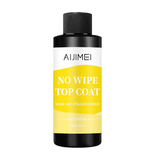 AIJIMEI 120ml Gel Polish No Wipe Top Coat Long Lasting Top Gel for Acrylic Nails,Top Coat for Home DIY and Nail Salon Non-Wipe TopCoat 4 Fl Oz | alldaygood beauty
