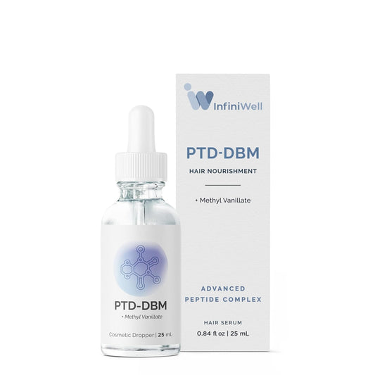 InfiniWell PTD-DBM Peptide Hair Serum for Fuller-Looking Hair - Scalp Treatment for Visible Growth & Follicle Renewal - Reinforce Restoration, Strand Integrity & Optimal Density (25 ml)