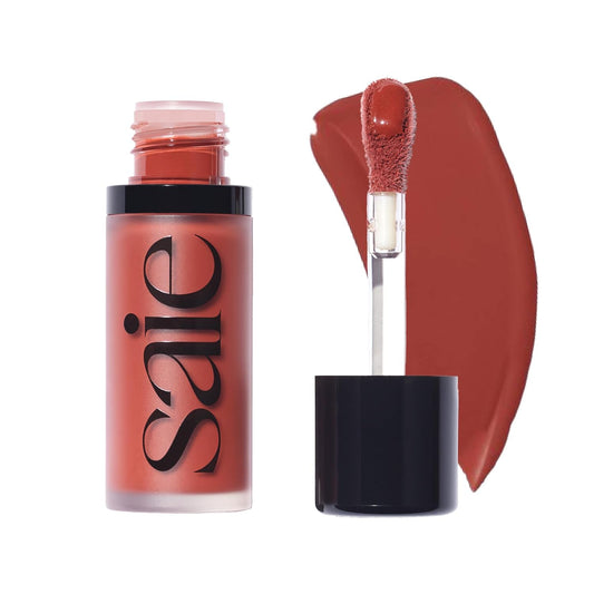 Saie Dew Liquid Blush for Cheeks - Hydrating Cream Blush Stick with a Blendable + Buildable Formula - Skincare Infused Dewy Cheek Tint for a Natural Flush - Glowy Makeup Essential - Spicy (.40 oz)
