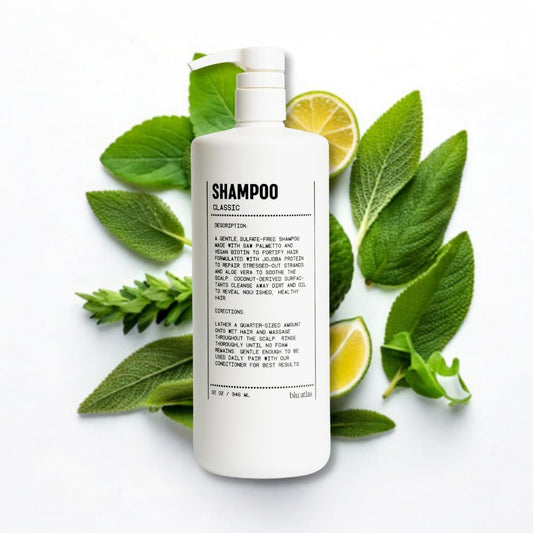 Blu Atlas Men's Natural Shampoo – Organic, Sulfate-Free, Paraben-Free – Deep Cleansing & Hydrating – Classic Scent (Bergamot, Sage, Patchouli) – Made in America– 32 oz | alldaygood beauty