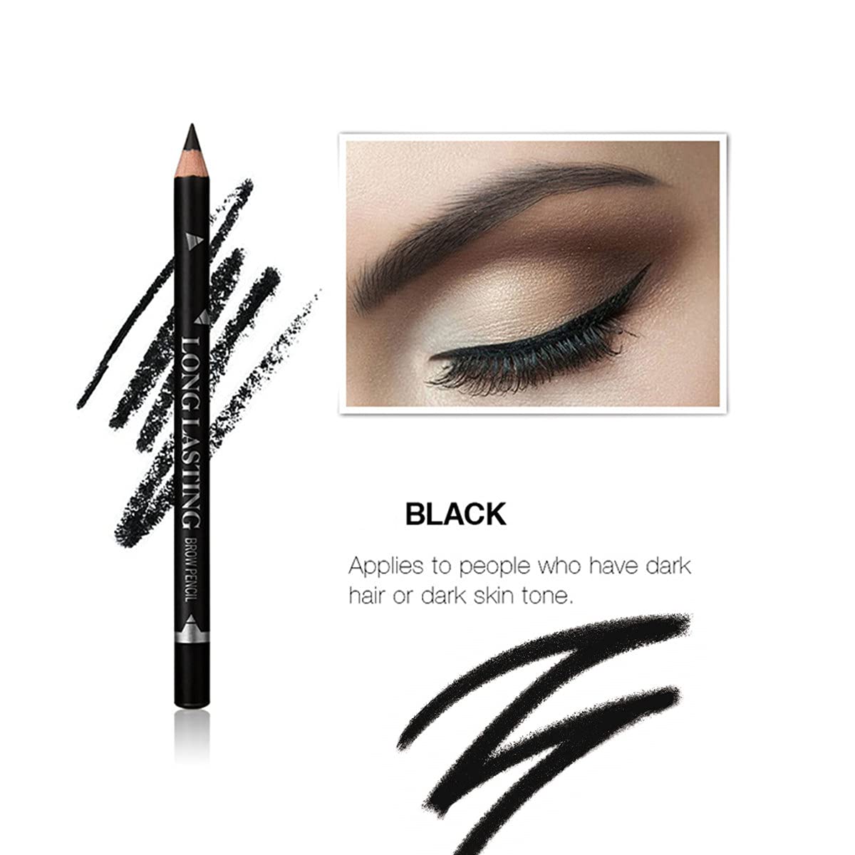 Go Ho 12 PCS Black Eyebrow Eyeliner Pencils,Sweatproof Eyebrow Pencil,Long-lasting Nice Color Eye Brow Gel Pen Makeup Brow Tint Sticks（Black）