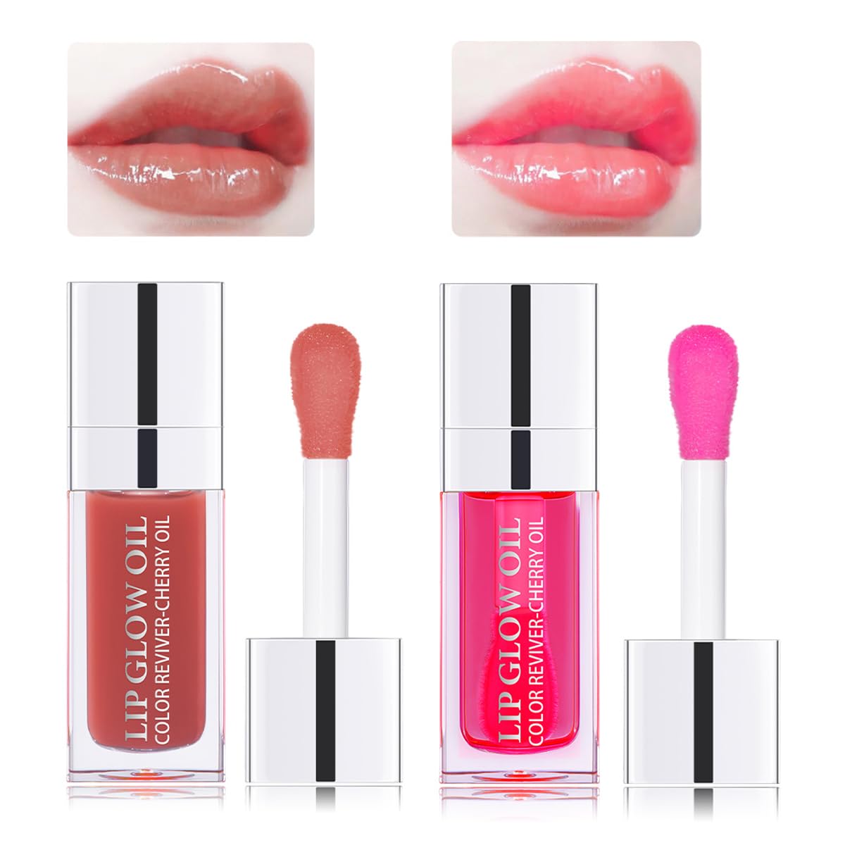 Hydrating Lip Glow Oil Moisturizing Plumping Lip Tint Lip Gloss Transparent Lip Balm Long Lasting Nourishing Repairing Lightening Lip Lines (012#+015#)