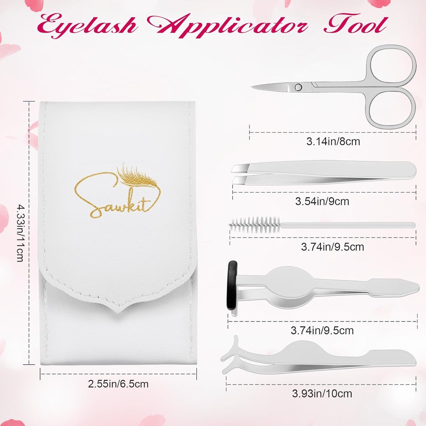 Eyelash Applicator Tool – 5-in-1 Lash Applicator Tool Set with Eyelash Extension Tweezers, Scissors, Brush – Professional Eye Lash Applicator Tools for DIY Eyelash Extensions, Cluster Lashes