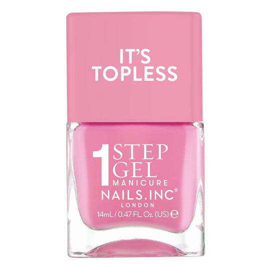 Nails Inc It's Topless Gel-Like Nail Polish, 4-in-1 Base Coat, Treatment, Color & Top Coat, Long Lasting, Strong, Chip Free Nails, Glossy Salon Quality Manicure, Air Dry Nail Polish, Miley, 0.47 Fl Oz | alldaygood beauty